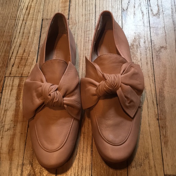 Ulla Johnson Shoes - Ulla Johnson Pink Leather Toe Bow Loafers